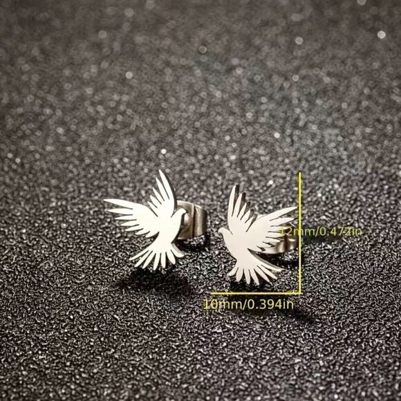Dove of Peace Stainless Steel Stud Small Earrings #1145 - Picture 4 of 10